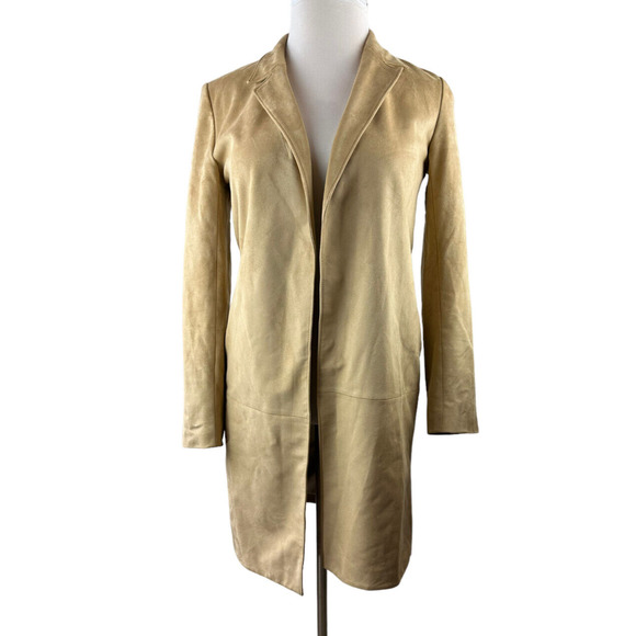 Babaton x Aritzia Callahan Jacket Open Front Vegan Suede Tan Camel Women's Small - Picture 14 of 15